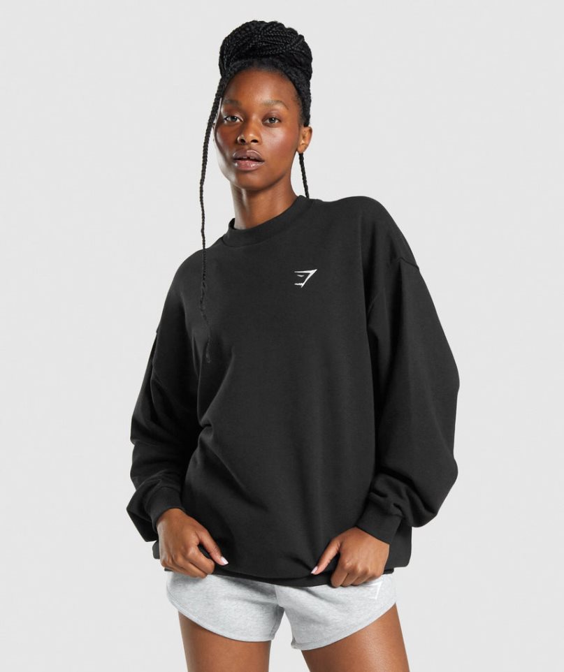 Women\'s Gymshark Training Oversized Sweatshirts Black | NZ 3JCWRF